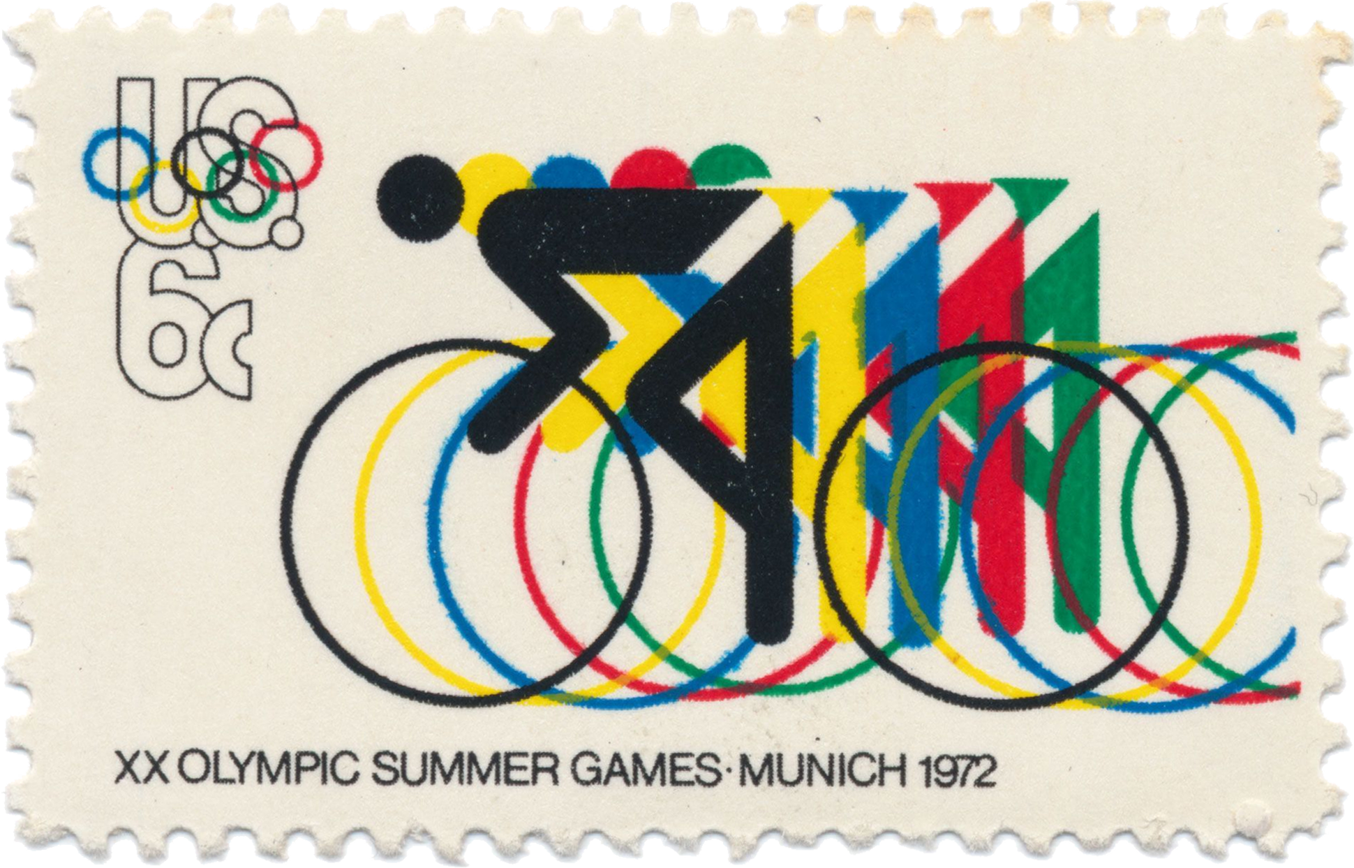 U.S. stamp commemorating the 1972 Summer Olympic Games in Munich were designed by illustrator Peter Max, based on pictograms created by Otl Aicher.